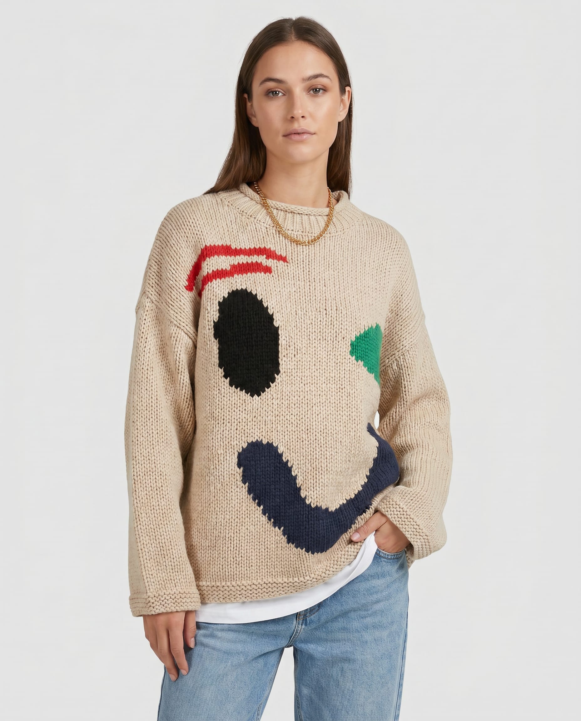Presley Smiley Face Chunky Knit Sweater_4