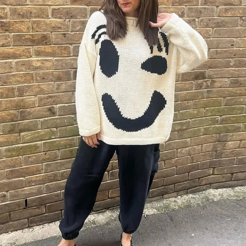Presley Smiley Face Chunky Knit Sweater_9