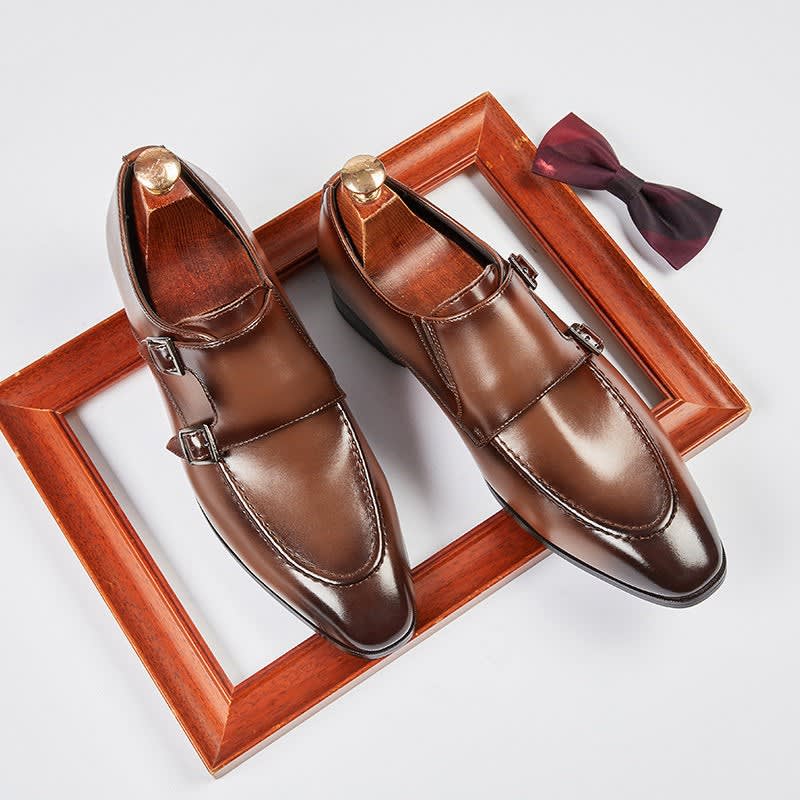 Murray Polished Leather Double Monk Strap Dress Shoes_5