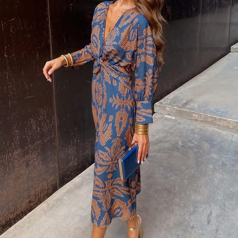 Tabitha Floral V-Neck Long Sleeve Wedding Guest Maxi Dress_1