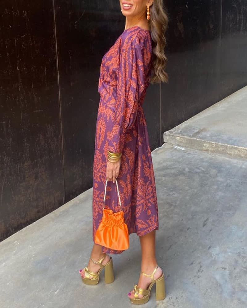 Tabitha Floral V-Neck Long Sleeve Wedding Guest Maxi Dress_4