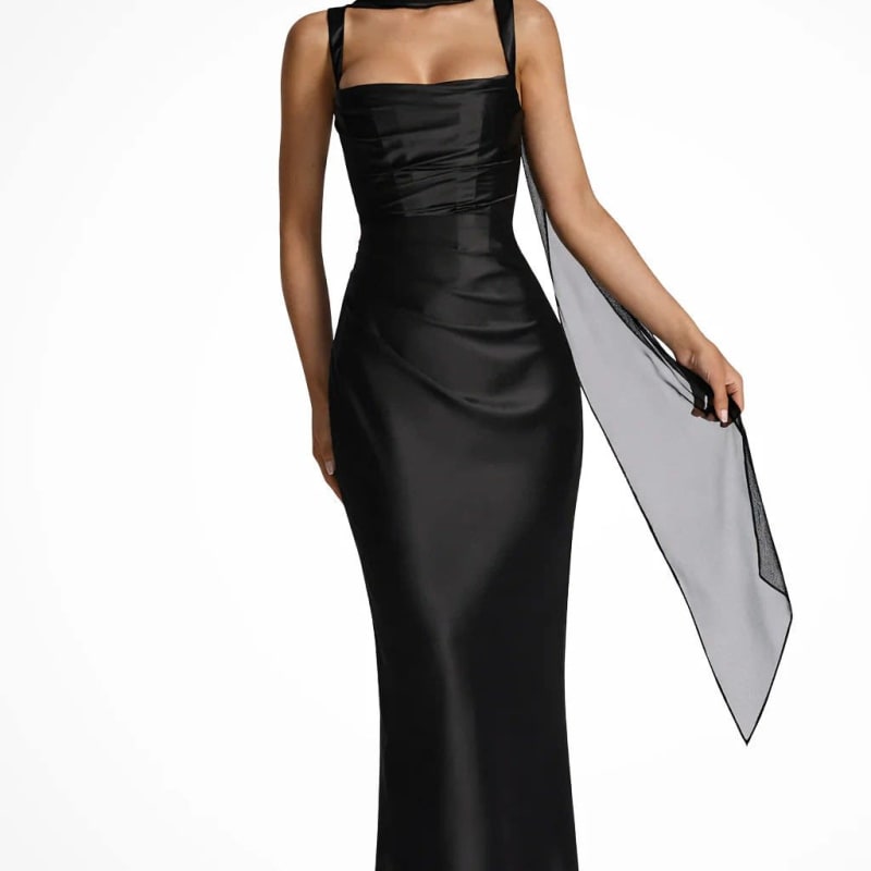 Damaris Square Neck Draped Wedding Guest Maxi Dress_1