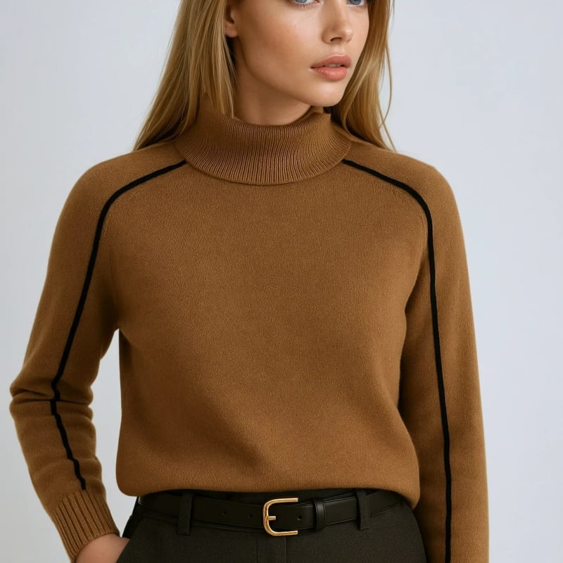 Tenley Contrast Piped Turtleneck Sweater_1