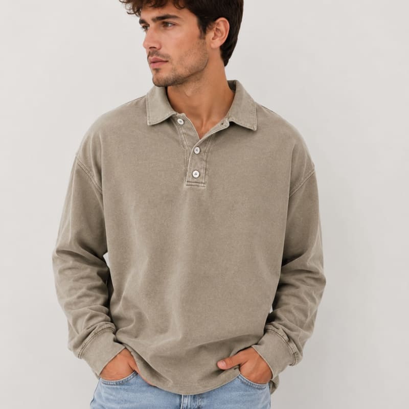 Walden Cotton Blend Relaxed Fit Polo Sweatshirt_1