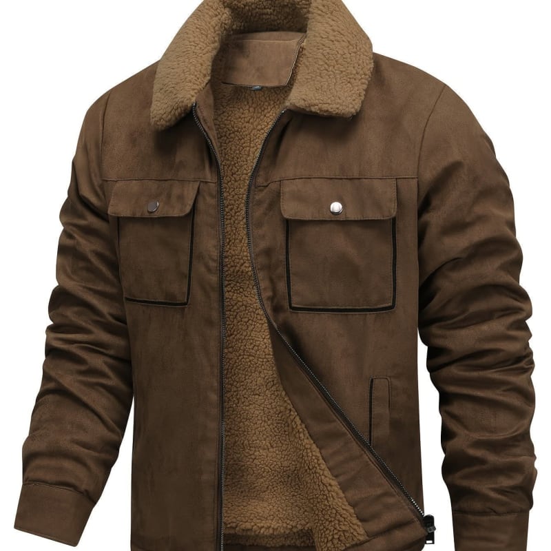 Carlos Sherpa Lined Faux Suede Trucker Jacket_1
