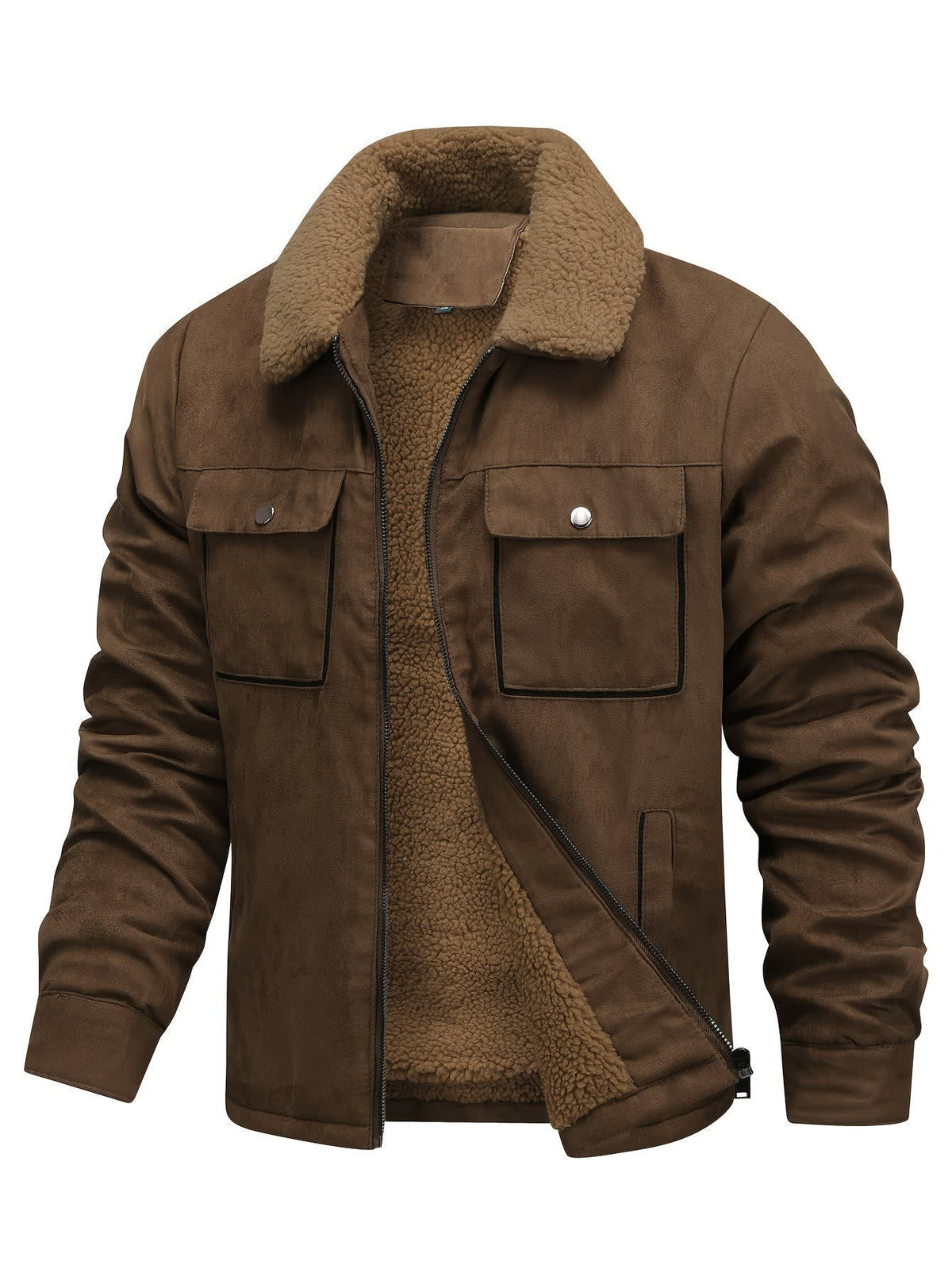 Carlos Sherpa Lined Faux Suede Trucker Jacket_2