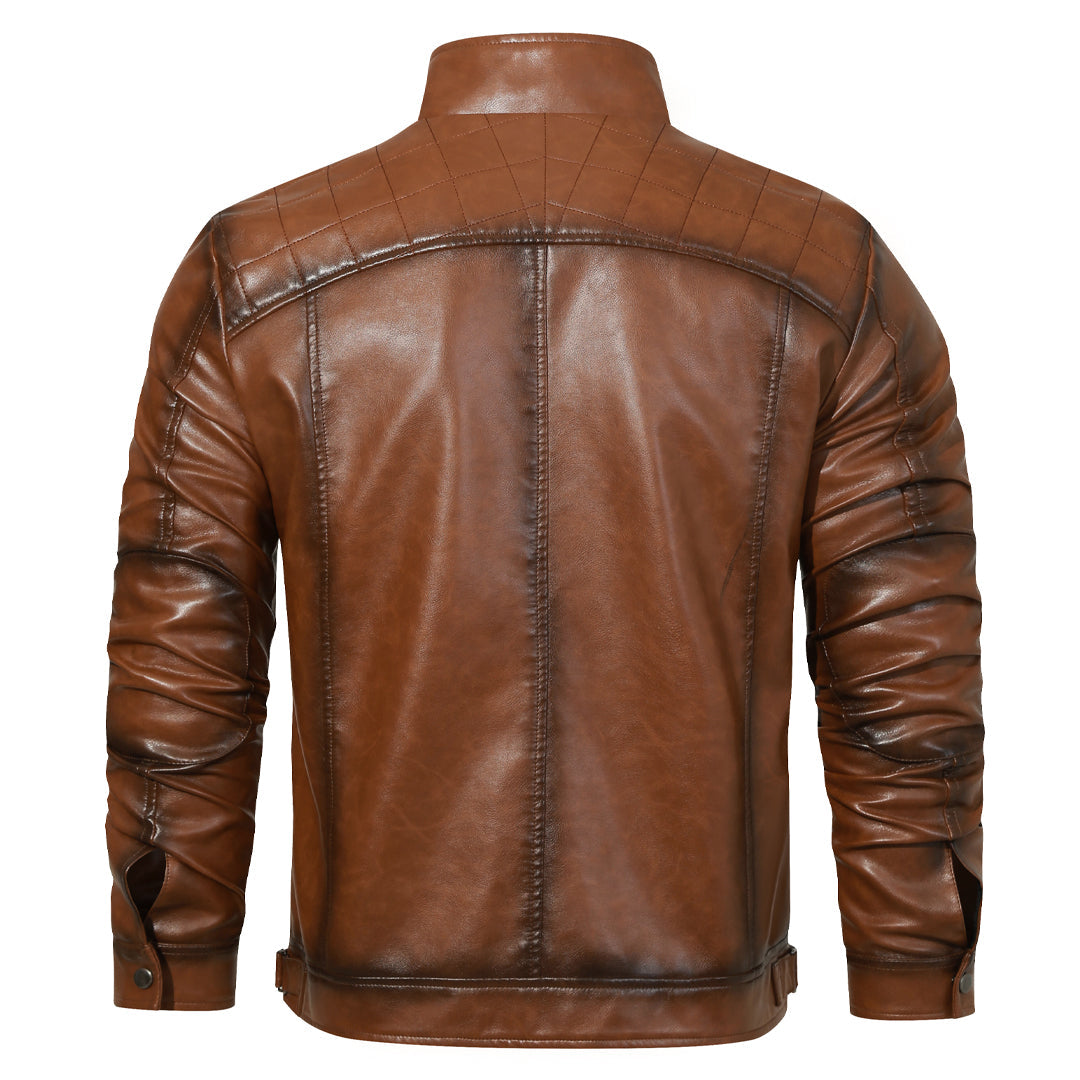 Men's Roadster Embroidered Leather Jacket