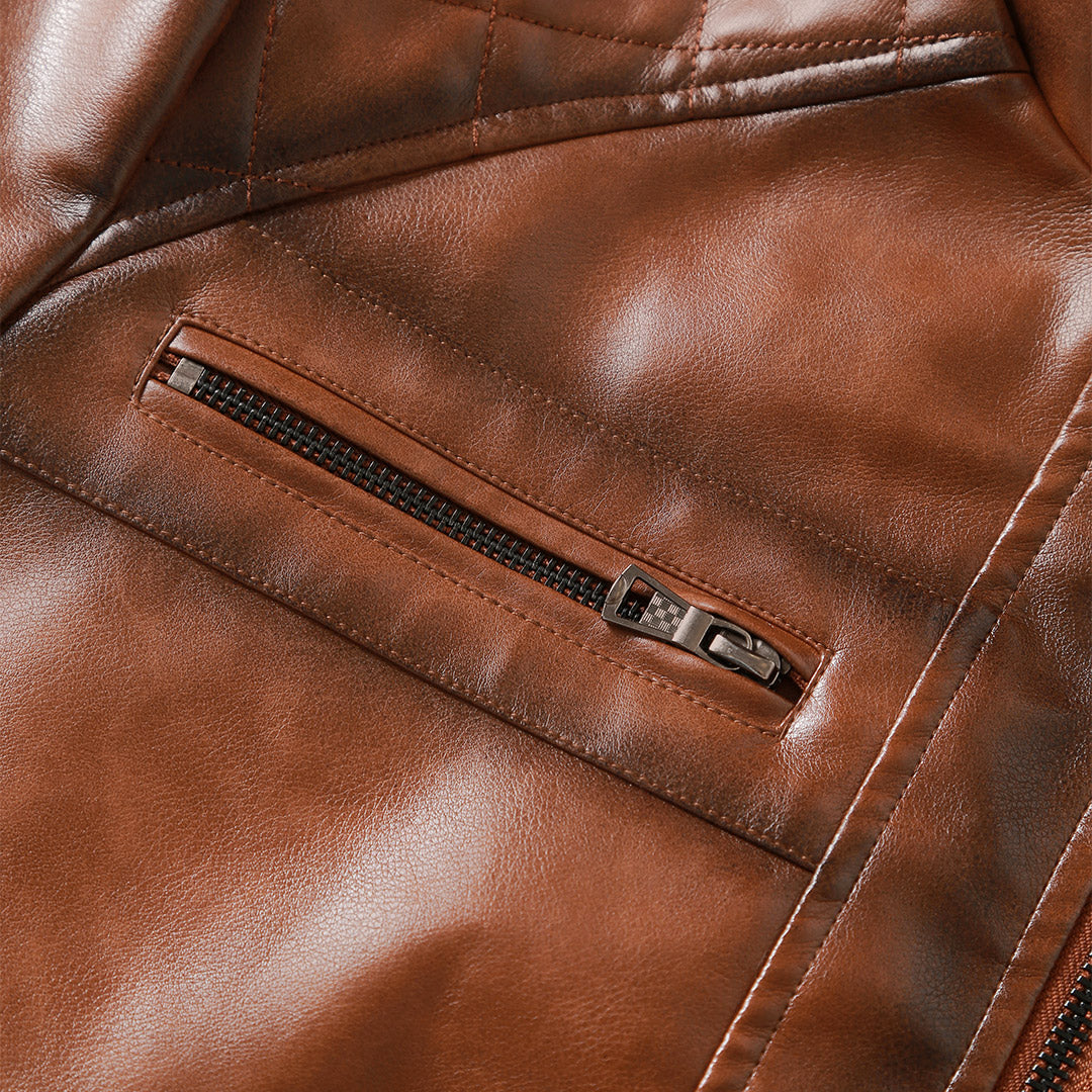 Men's Roadster Embroidered Leather Jacket