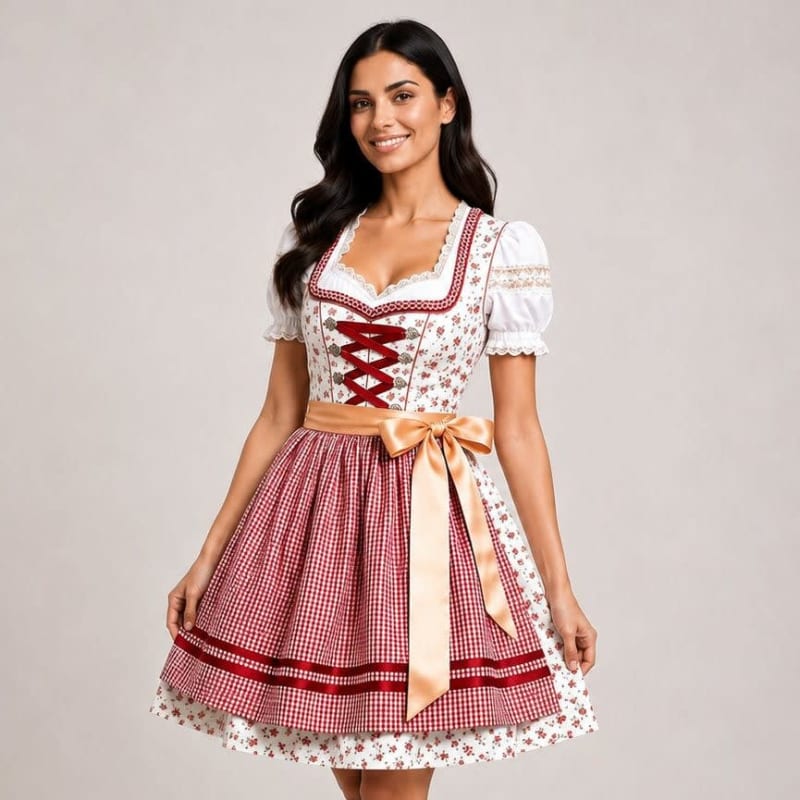 Snezana Floral Gingham Dirndl Dress_1