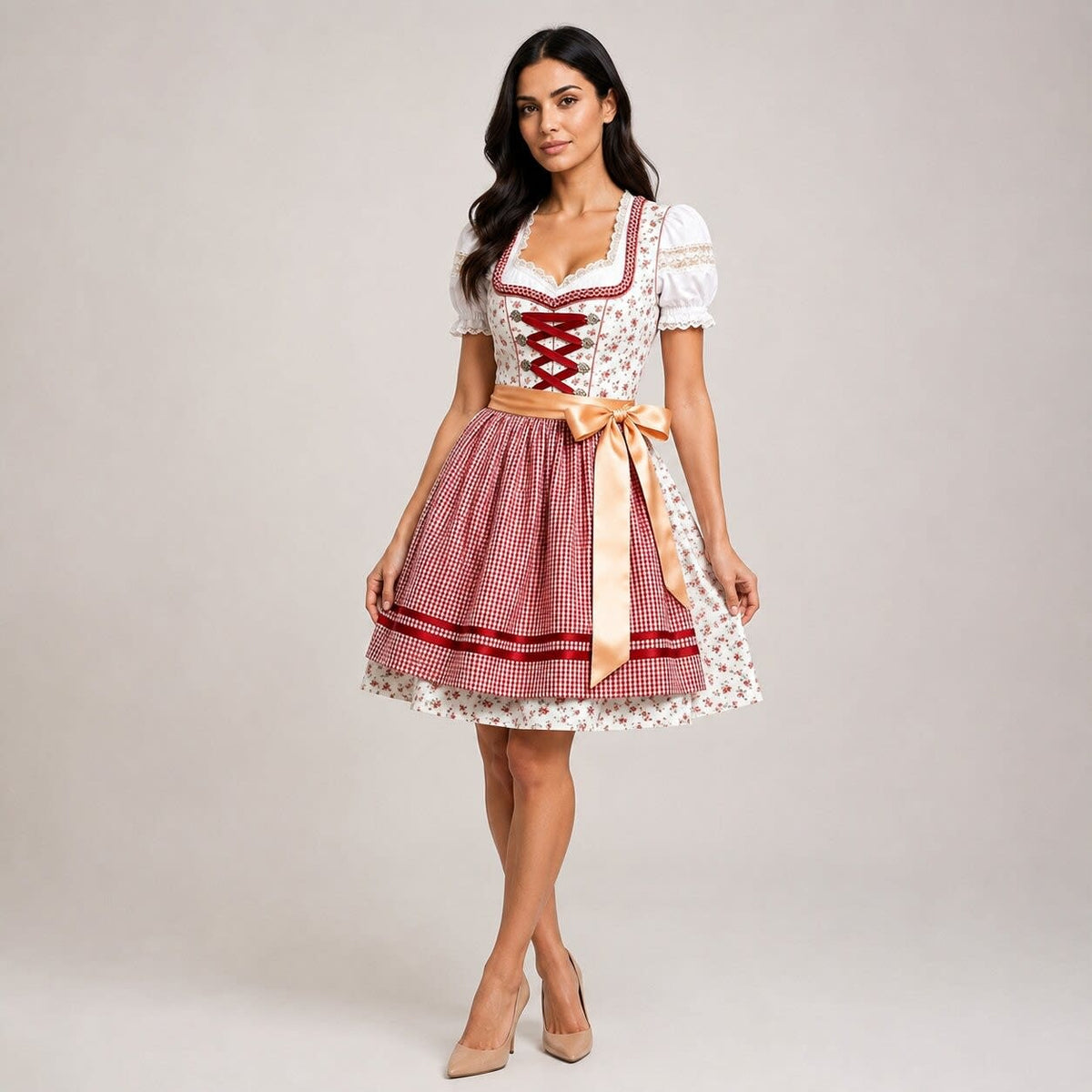 Snezana Floral Gingham Dirndl Dress_3