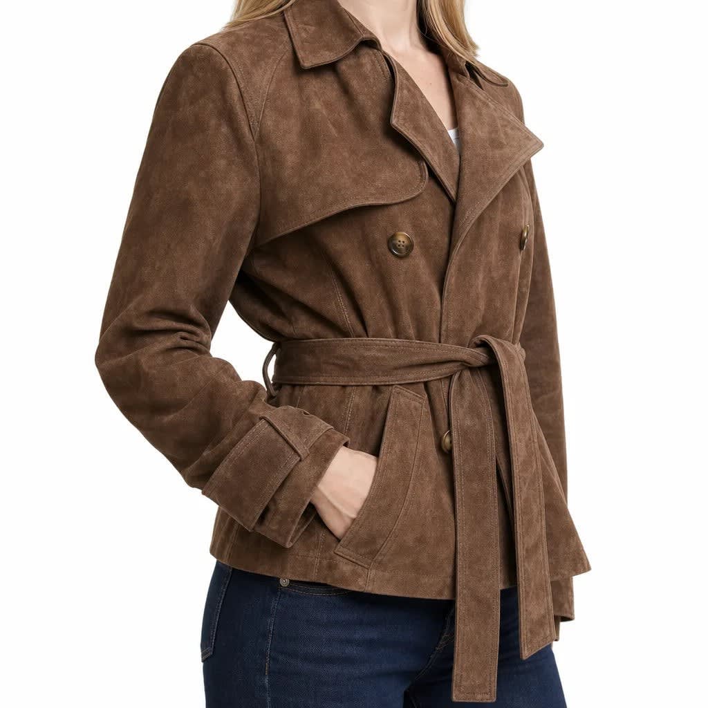 Ashlyn Faux Suede Cropped Trench Coat_2
