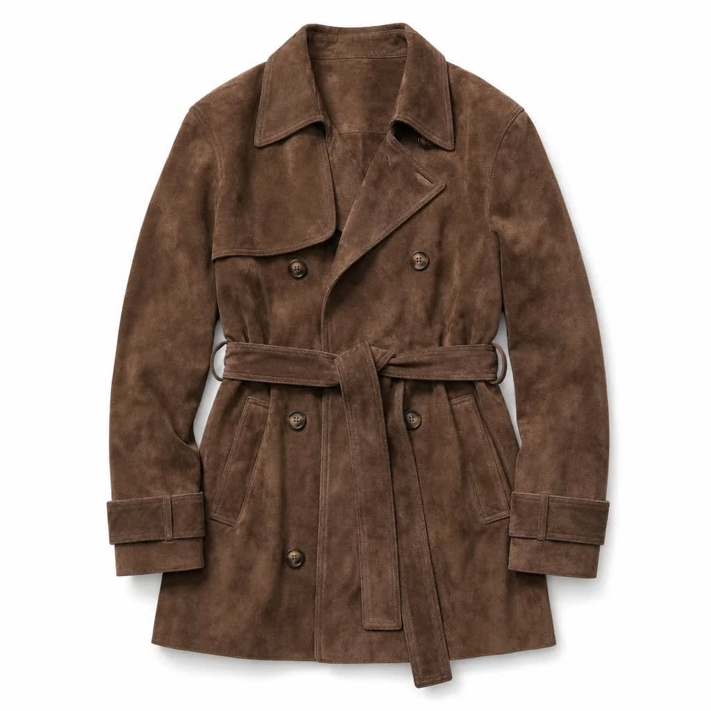 Ashlyn Faux Suede Cropped Trench Coat_4
