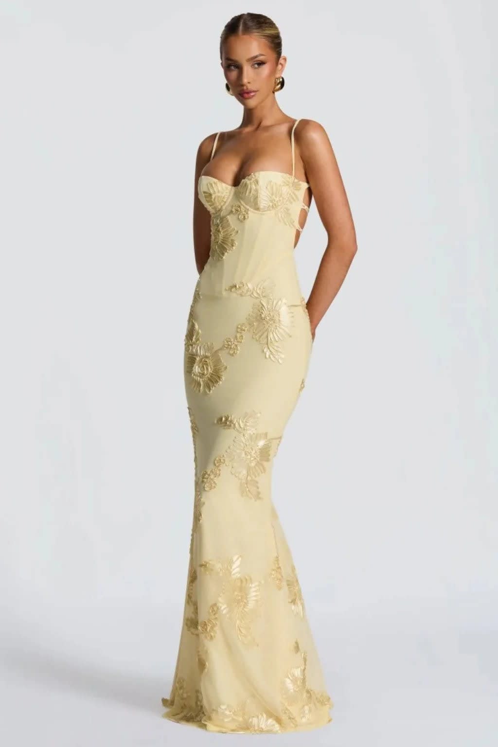 Octavia Embroidered Corset Wedding Guest Maxi Dress_2