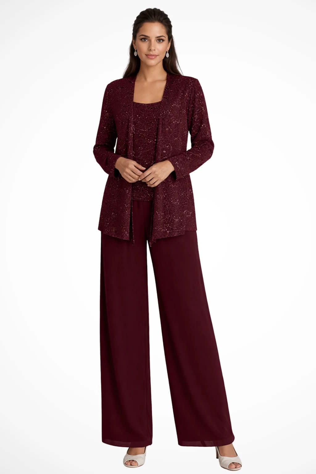 Solene Sequin Lace Wedding Guest Trouser Suit with Jacket_11