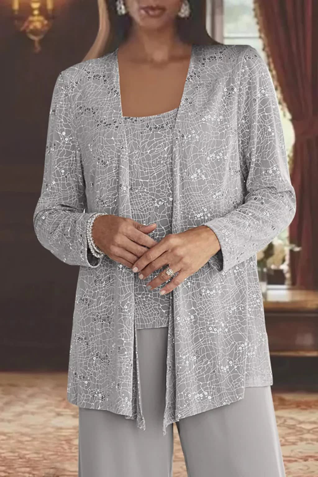 Solene Sequin Lace Wedding Guest Trouser Suit with Jacket_3