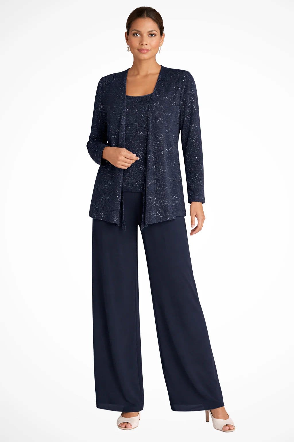 Solene Sequin Lace Wedding Guest Trouser Suit with Jacket_7