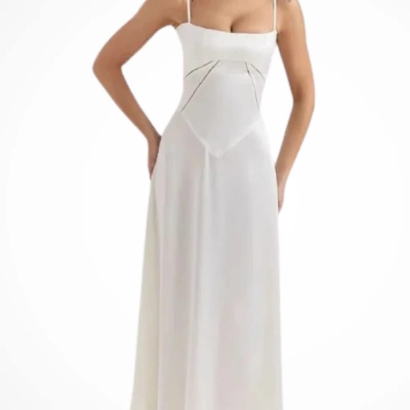Larissa Square Neck Lace-Up Back Wedding Guest Maxi Dress_1