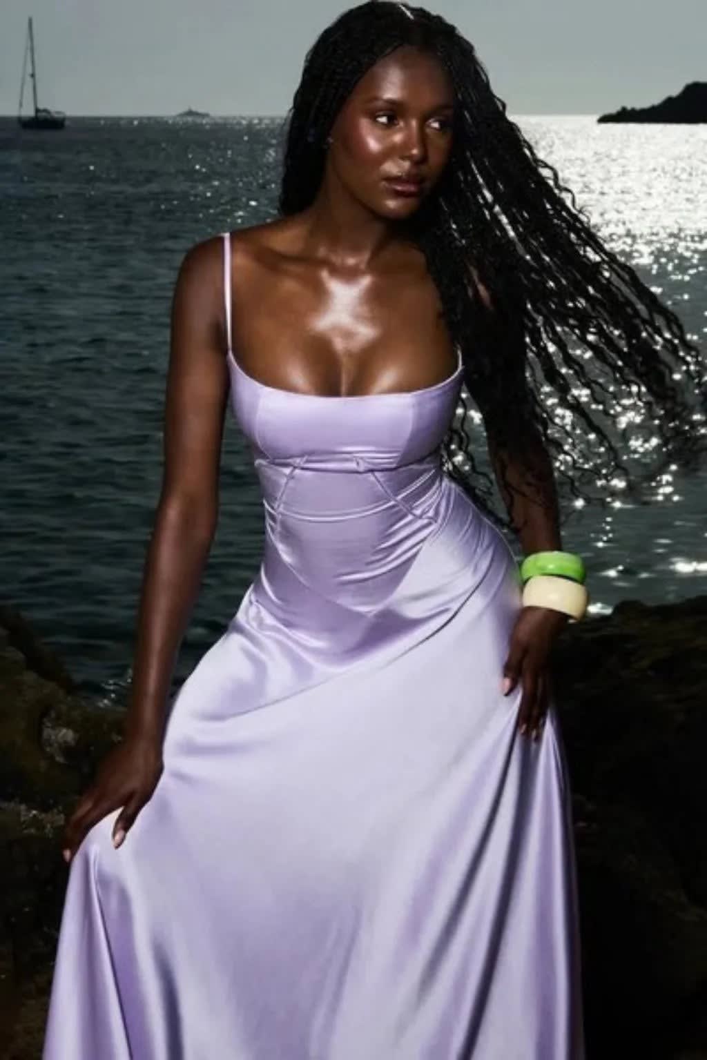 Larissa Square Neck Lace-Up Back Wedding Guest Maxi Dress_13
