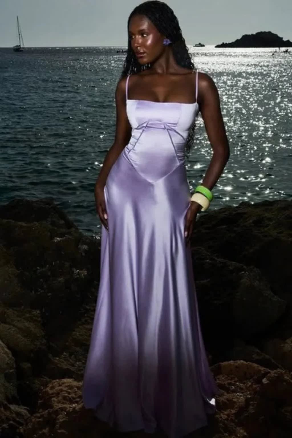 Larissa Square Neck Lace-Up Back Wedding Guest Maxi Dress_14