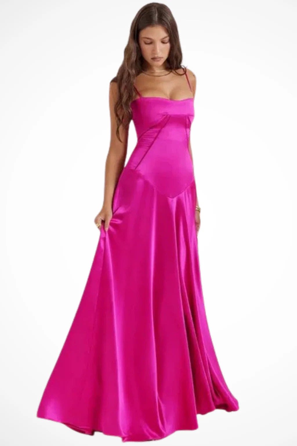 Larissa Square Neck Lace-Up Back Wedding Guest Maxi Dress_21