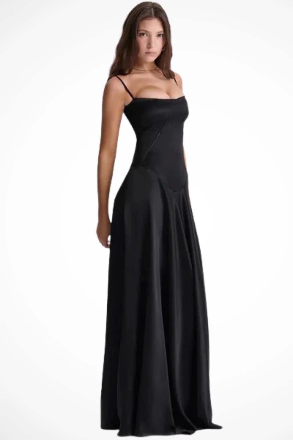 Larissa Square Neck Lace-Up Back Wedding Guest Maxi Dress_53