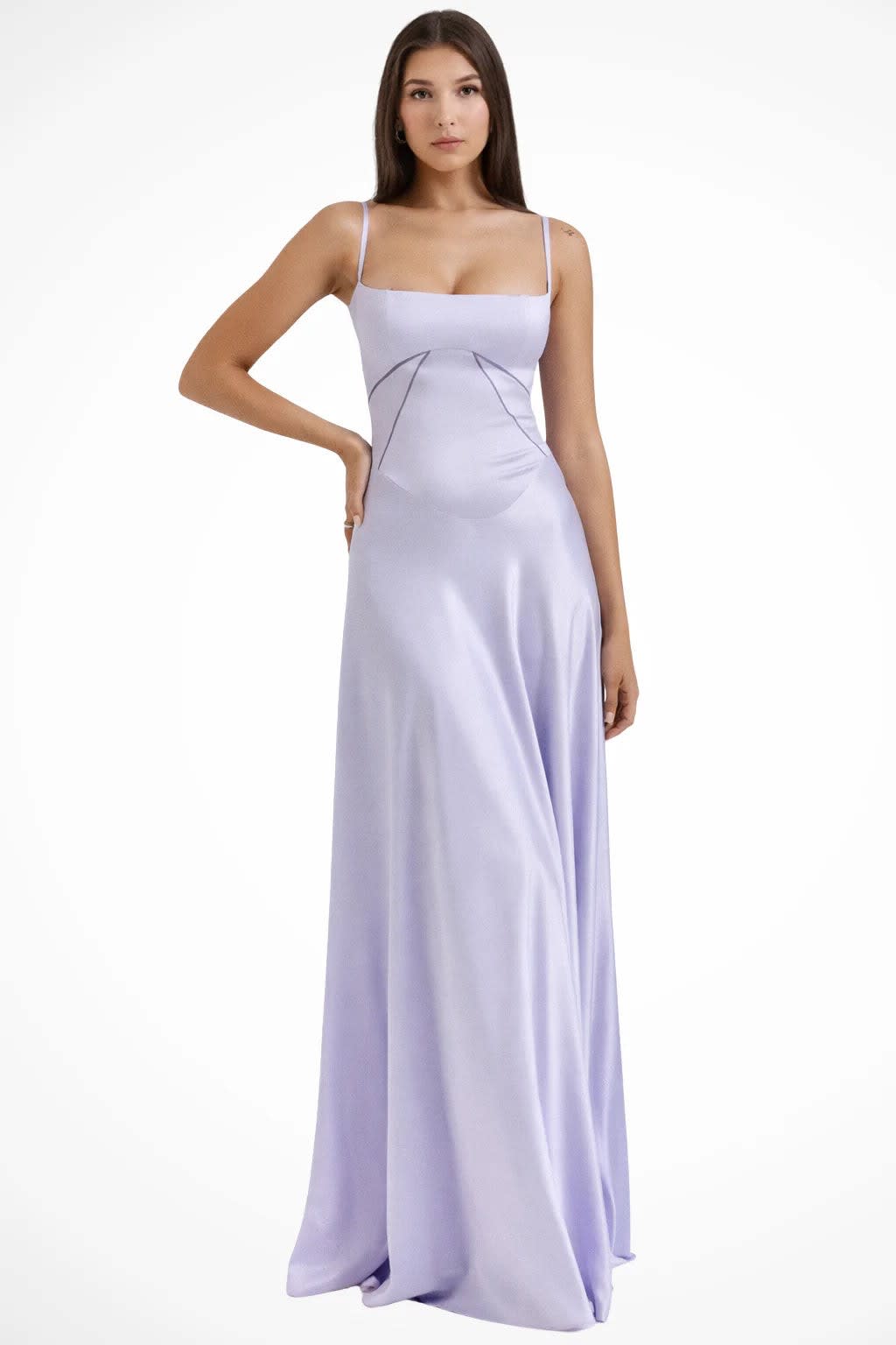 Larissa Square Neck Lace-Up Back Wedding Guest Maxi Dress_9
