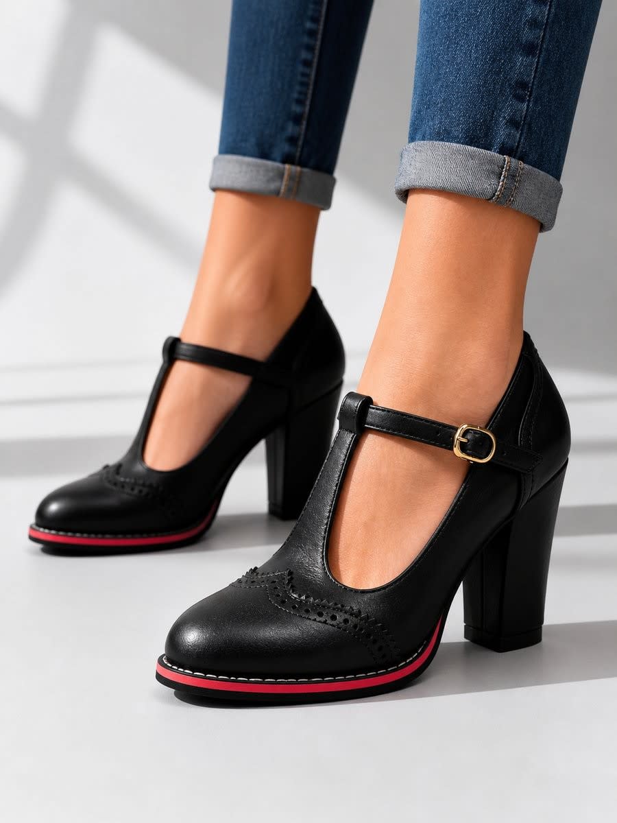 Carla Brogue Block Heel Mary Jane Shoes_4