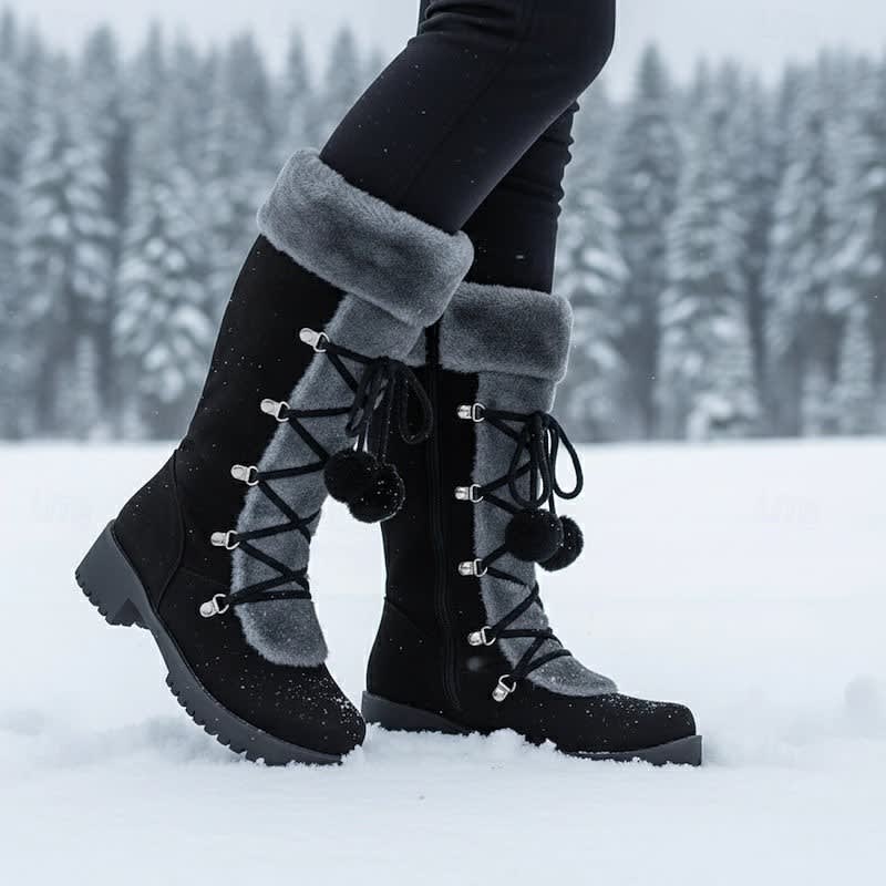 Abigail Faux Fur Lace-Up Winter Boots_1