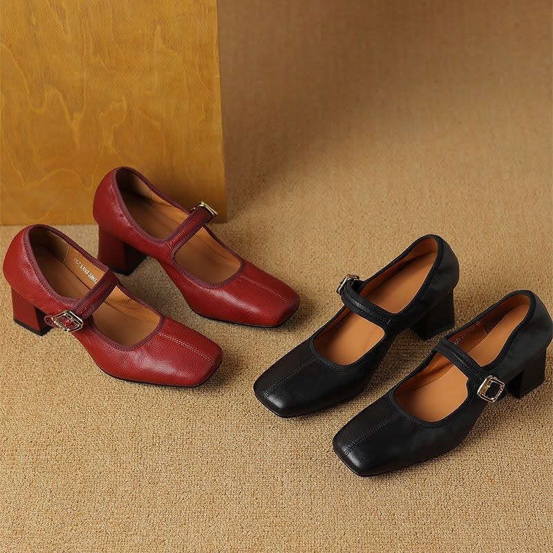 Flora Square Toe Mary Jane Block Heels_3