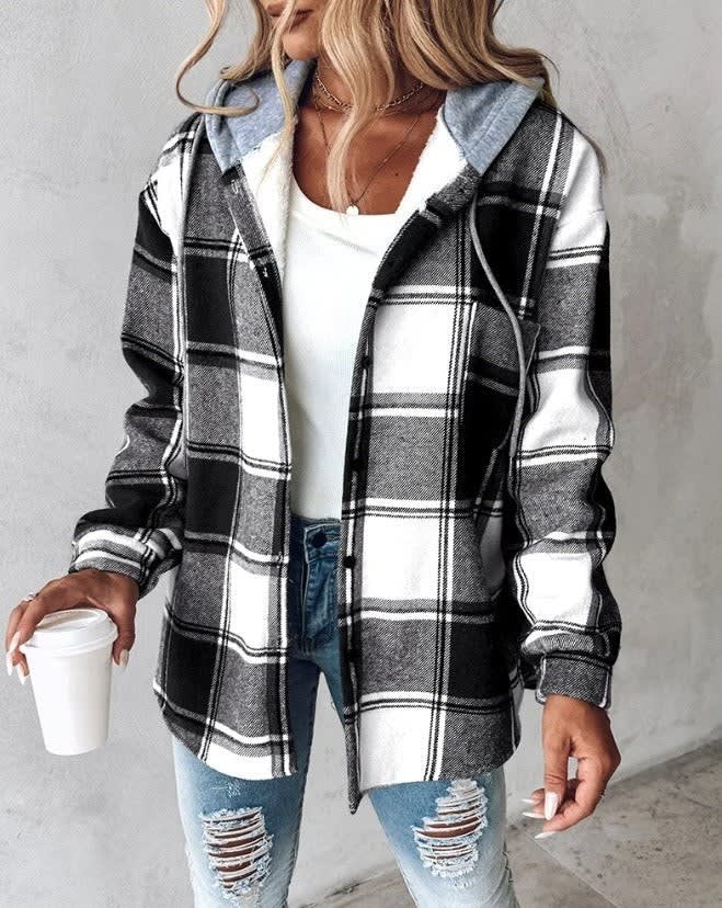 Lisa Plaid Hooded Shirt Jacket_5