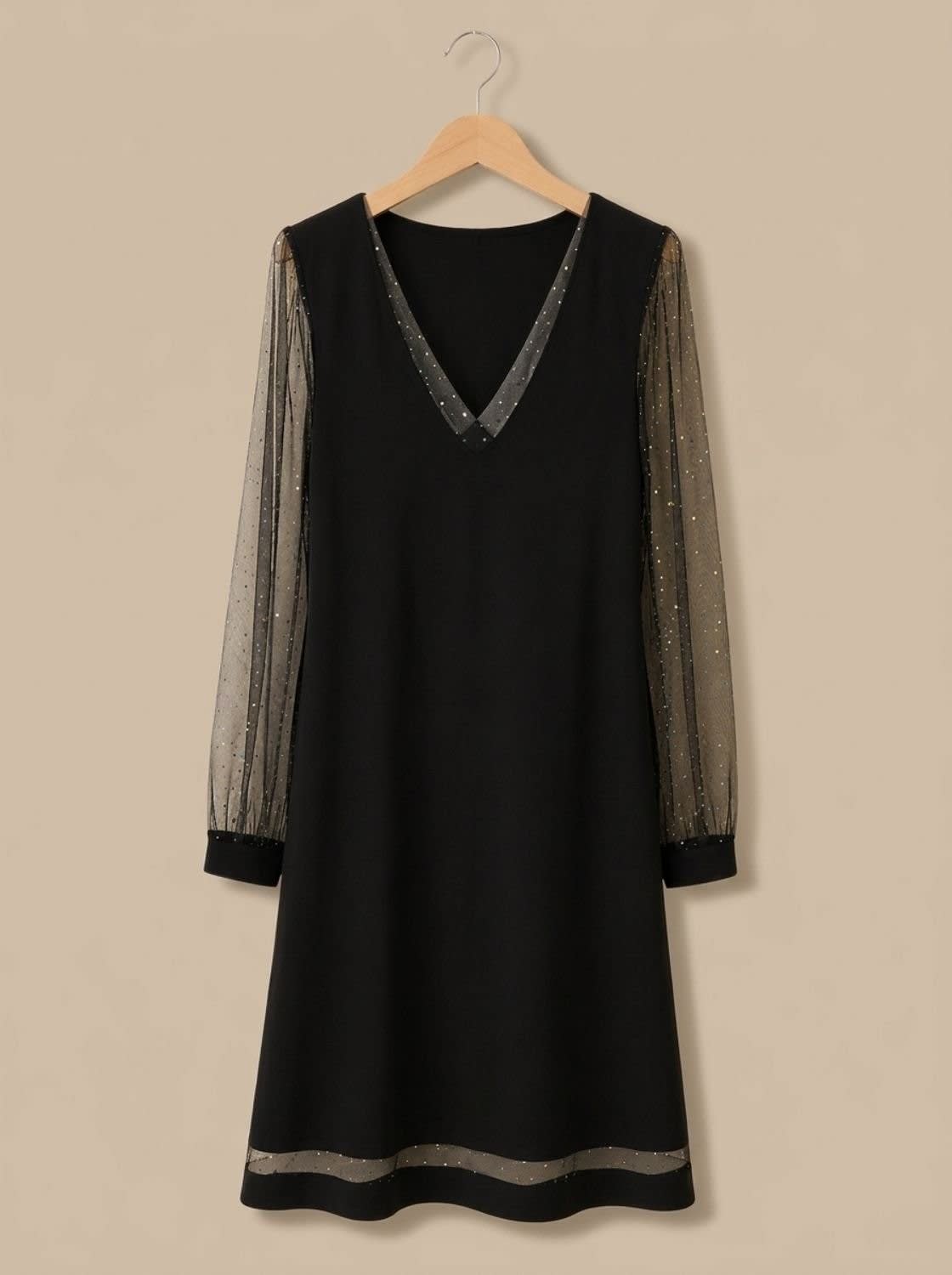 Iris Glitter Mesh Sleeve Christmas Party Mini Dress_4