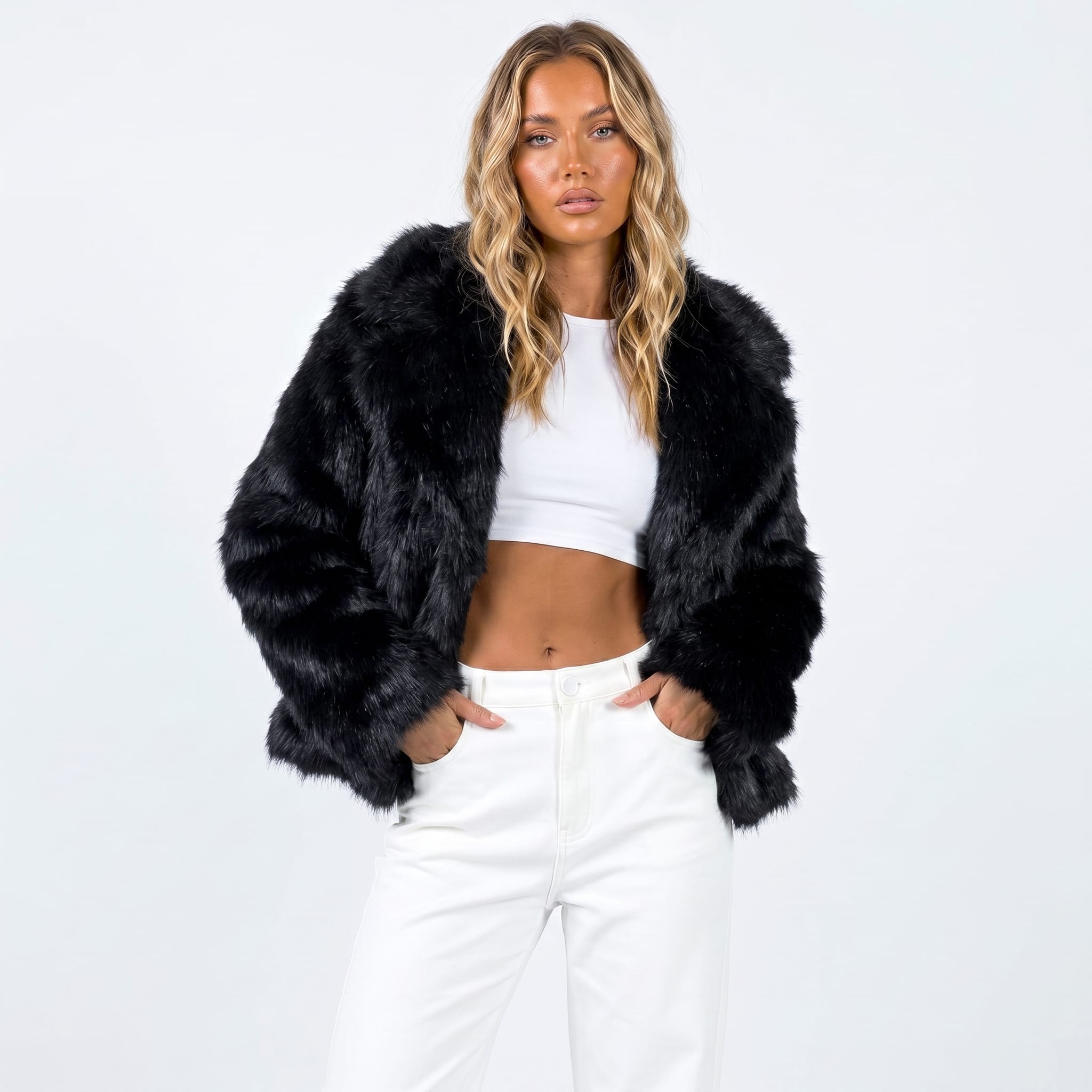 Milagros Cropped Faux Fur Jacket_4