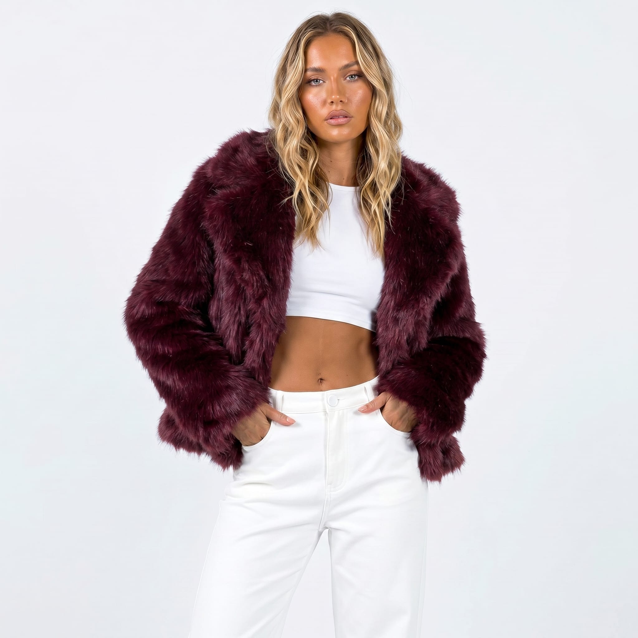 Milagros Cropped Faux Fur Jacket_8