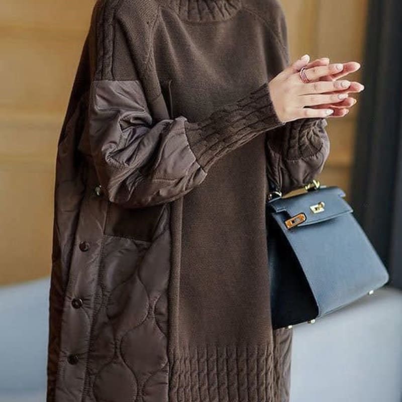Henriette Quilted Patchwork Turtleneck Sweater_1