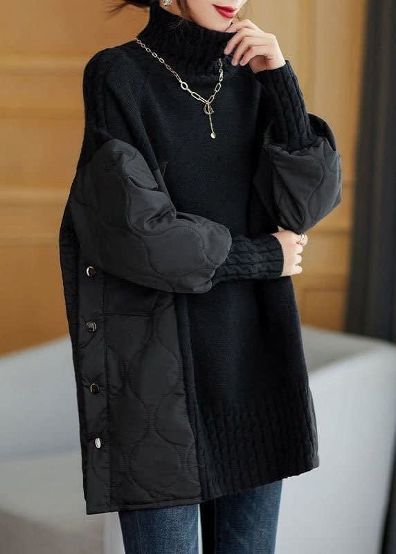 Henriette Quilted Patchwork Turtleneck Sweater_2
