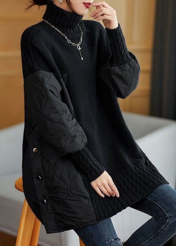 Henriette Quilted Patchwork Turtleneck Sweater_4
