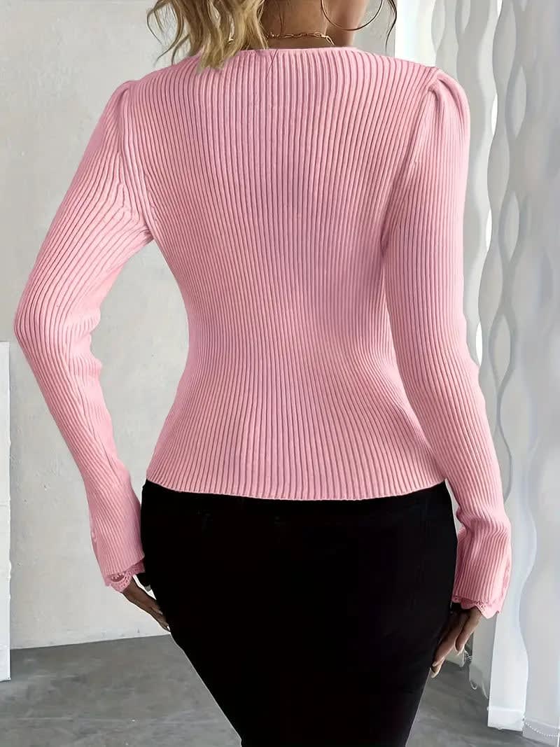 Teagan Ribbed V-Neck Sweater_2