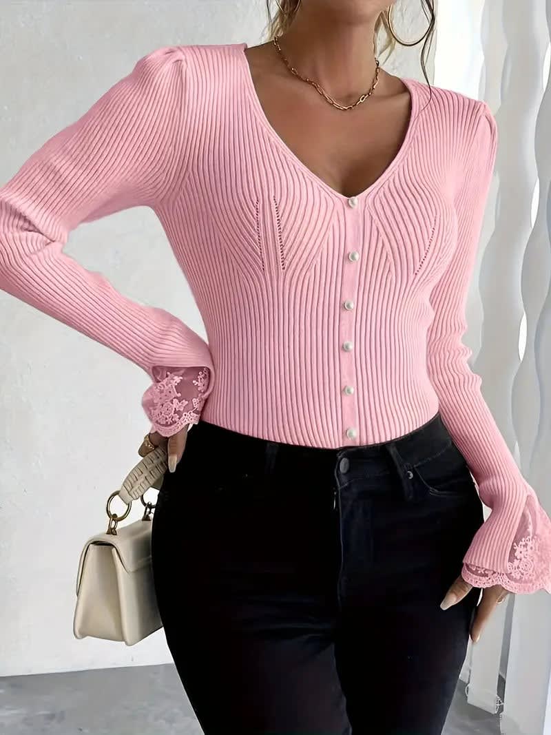 Teagan Ribbed V-Neck Sweater_5
