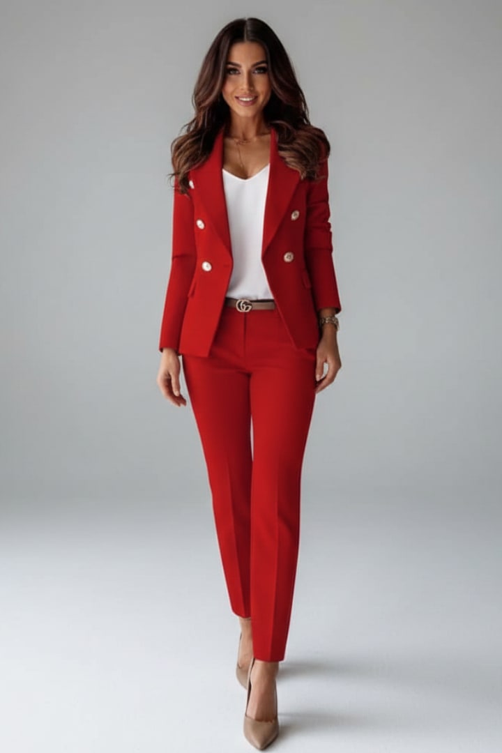Leonarda Double Breasted Tailored Pant Suit_12