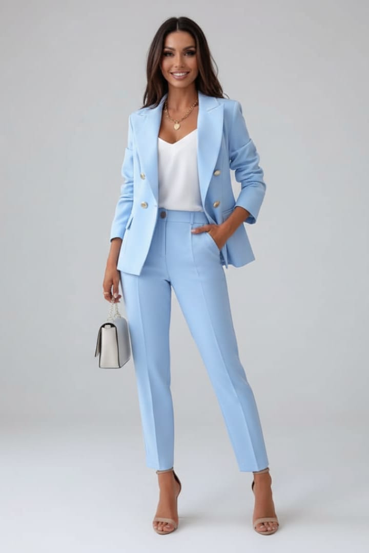 Leonarda Double Breasted Tailored Pant Suit_2