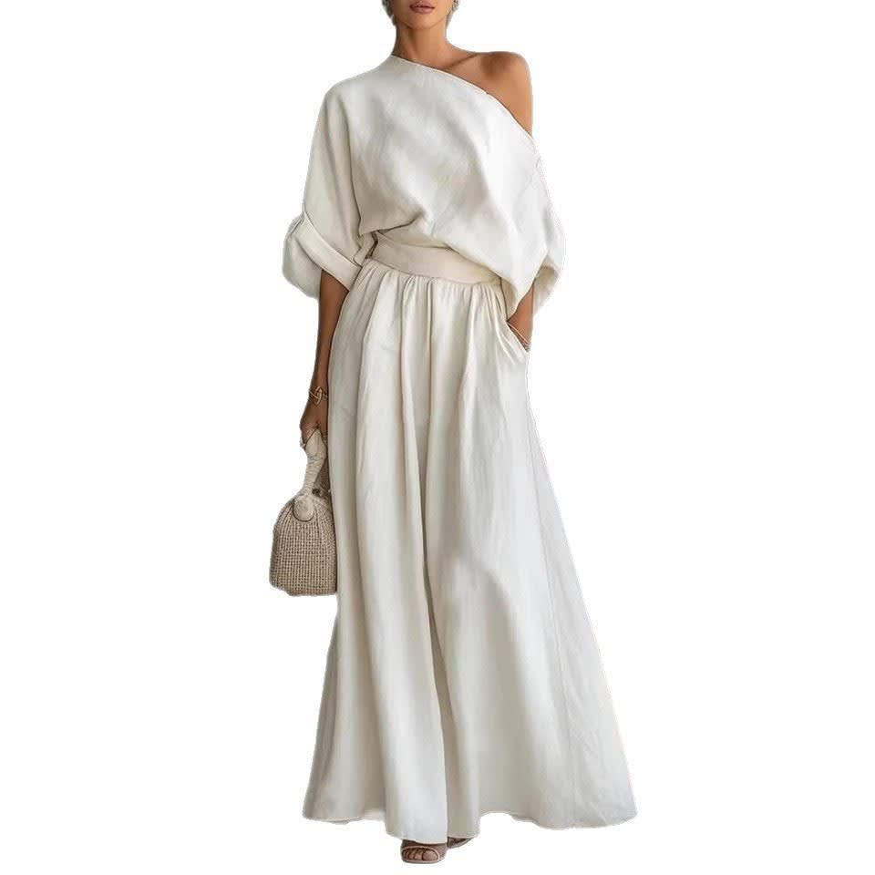 Polina One Shoulder Linen Maxi Set_6