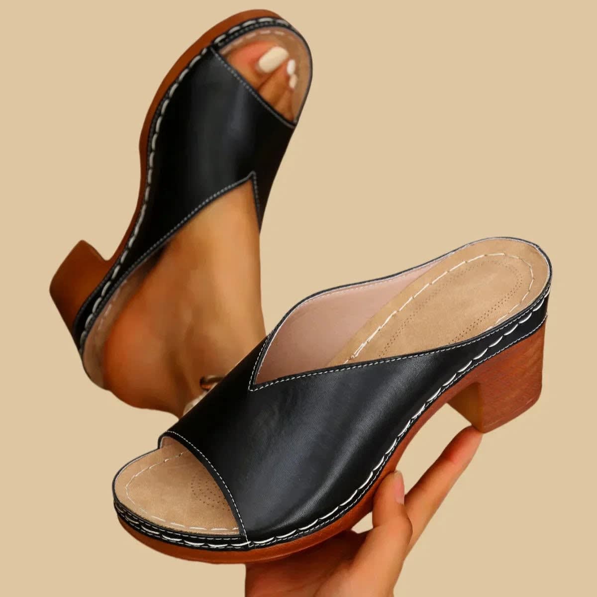 Michelle Cushioned Block Heel Orthopedic Sandals_4