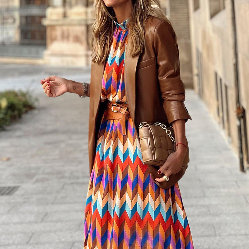 Olivia Colourful Print Midi Dress