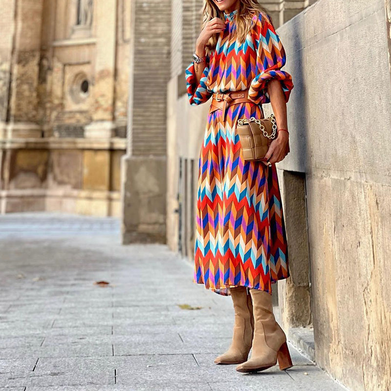 Olivia Colourful Print Midi Dress