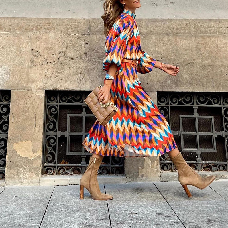 Olivia Colourful Print Midi Dress