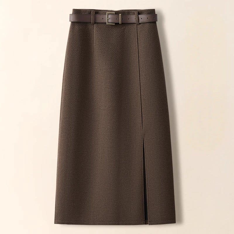 Serafina Wool Front Slit Midi Skirt_2