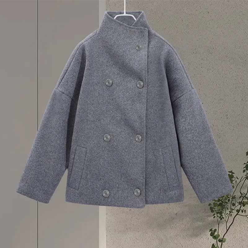 Victoria Stand Collar Wool Pea Coat_11