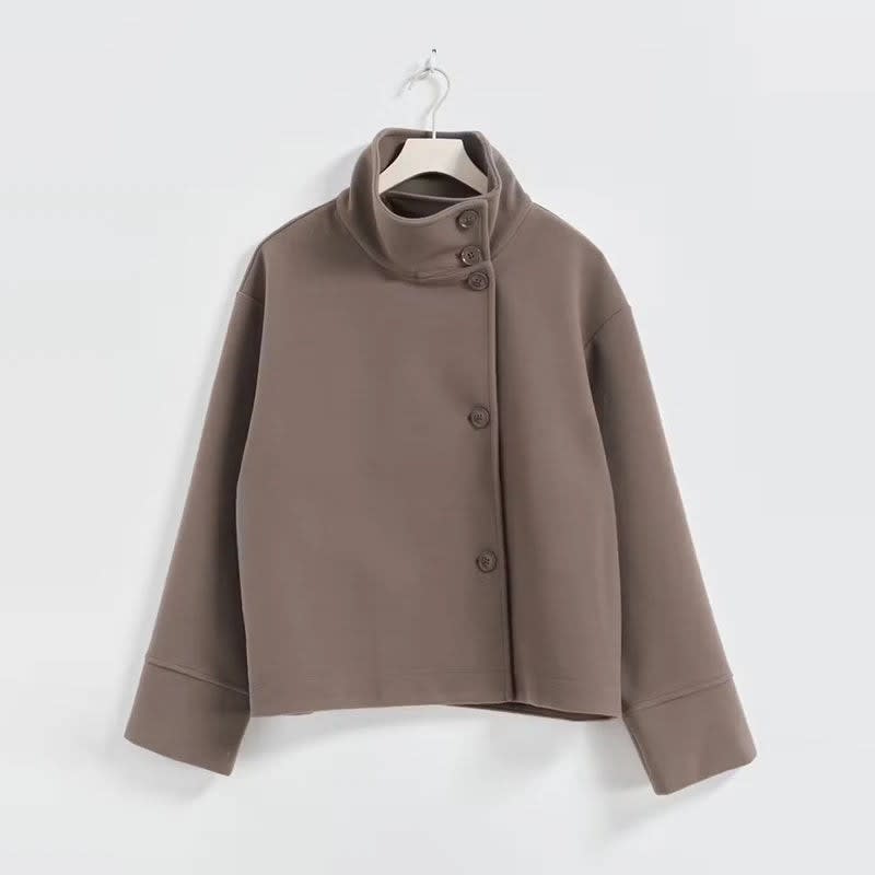Victoria Stand Collar Wool Pea Coat_14