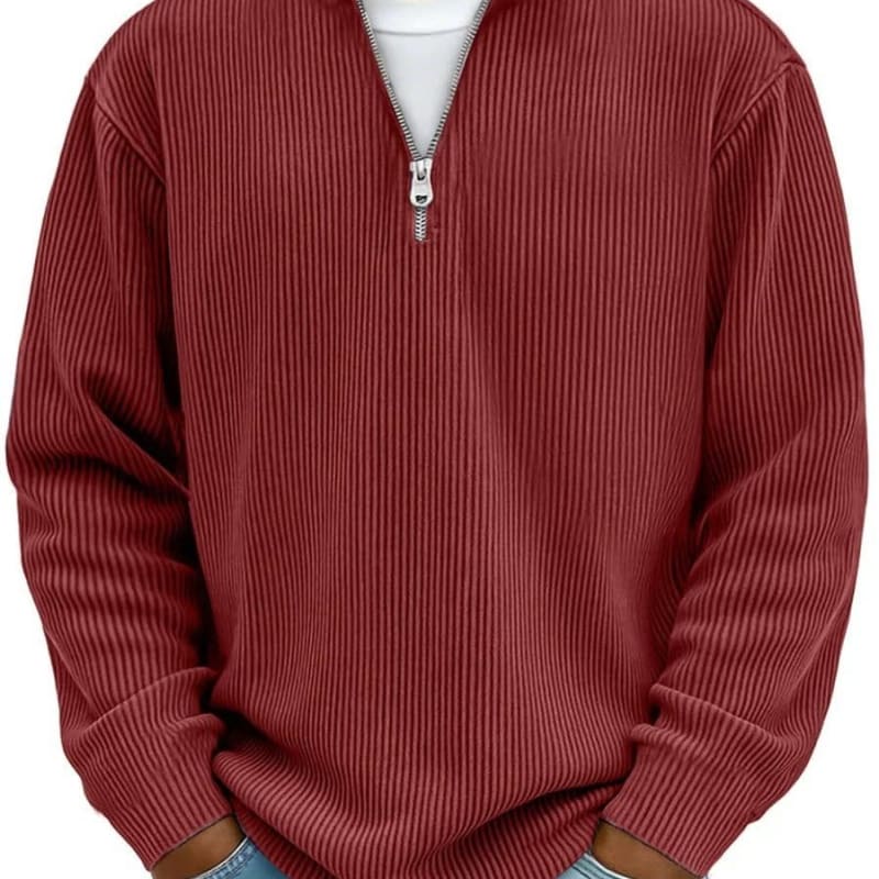 Owen Ribbed Quarter Zip Sweater_1
