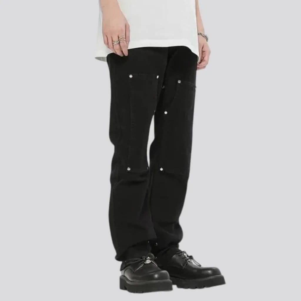 Silas Black Studded Bootcut Jeans_4